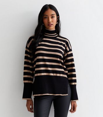 Blue Vanilla Black Stripe Fine Knit High Neck Jumper | New Look