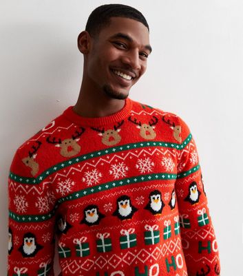 Red knitted 2025 jumper mens