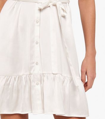 Apricot White Ruffle Hem Mini Dress New Look