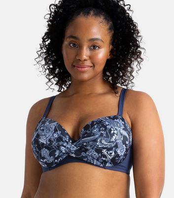 Dorina Curves Blue Paisley Print Bikini Top | New Look