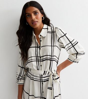 Black white hot sale check dress