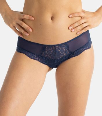 Dorina Blue Floral Lace Hipster Briefs New Look