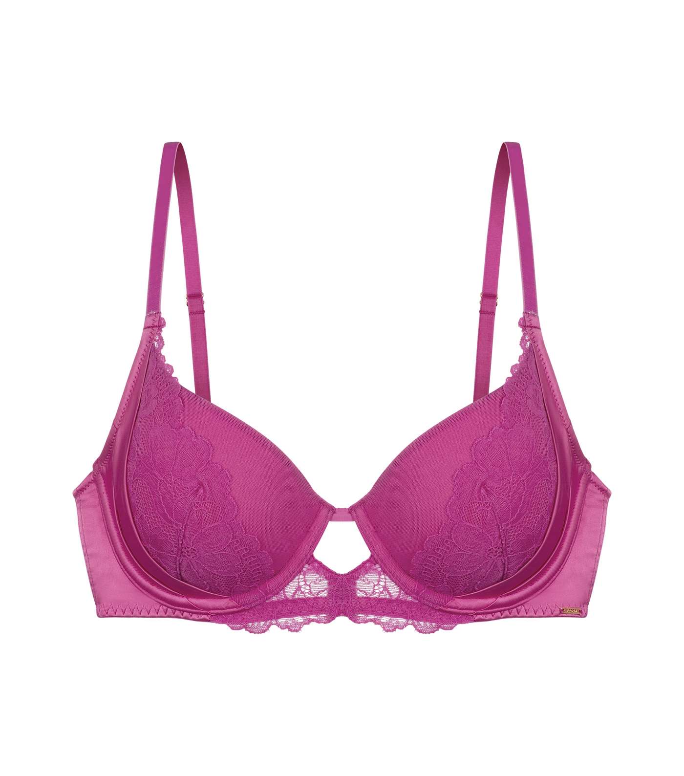 Dorina Mid Pink Satin Floral Lace Underwired Bra Image 5