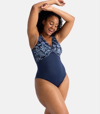 Dorina Curves Blue Paisley Print Swimsuit New Look