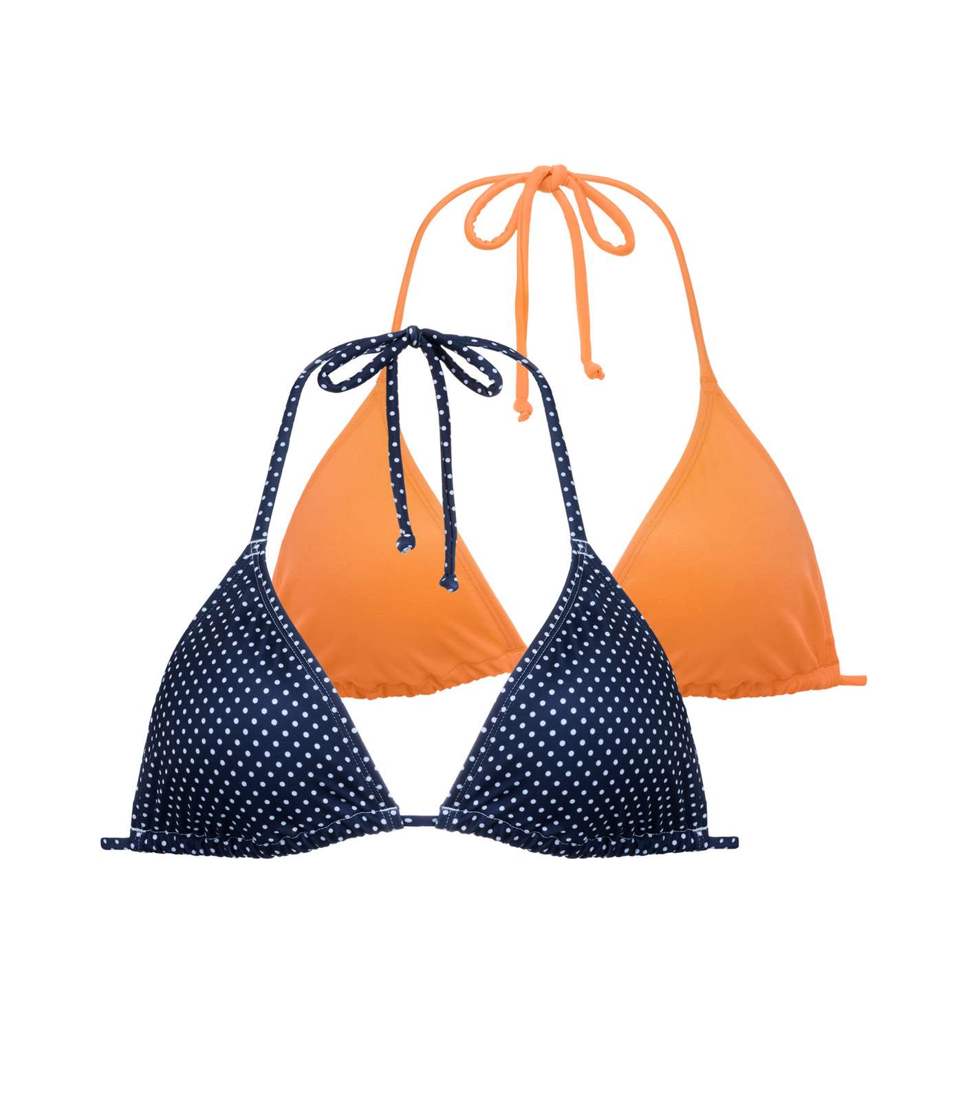 2 Pack Dorina Navy Spot and Orange Triangle Bikini Tops Image 5