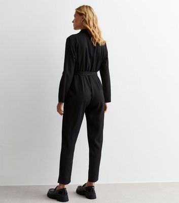 Cameo Rose Black Belted Utility Jumpsuit New Look