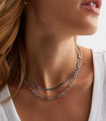 Silver Snake Chain Layered Necklace