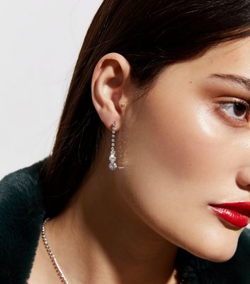 Jerrianne Diamante Waterfall Drop Earrings in Silver | Showpo USA