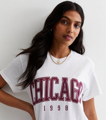 White Cotton Oversized Chicago Logo T-Shirt