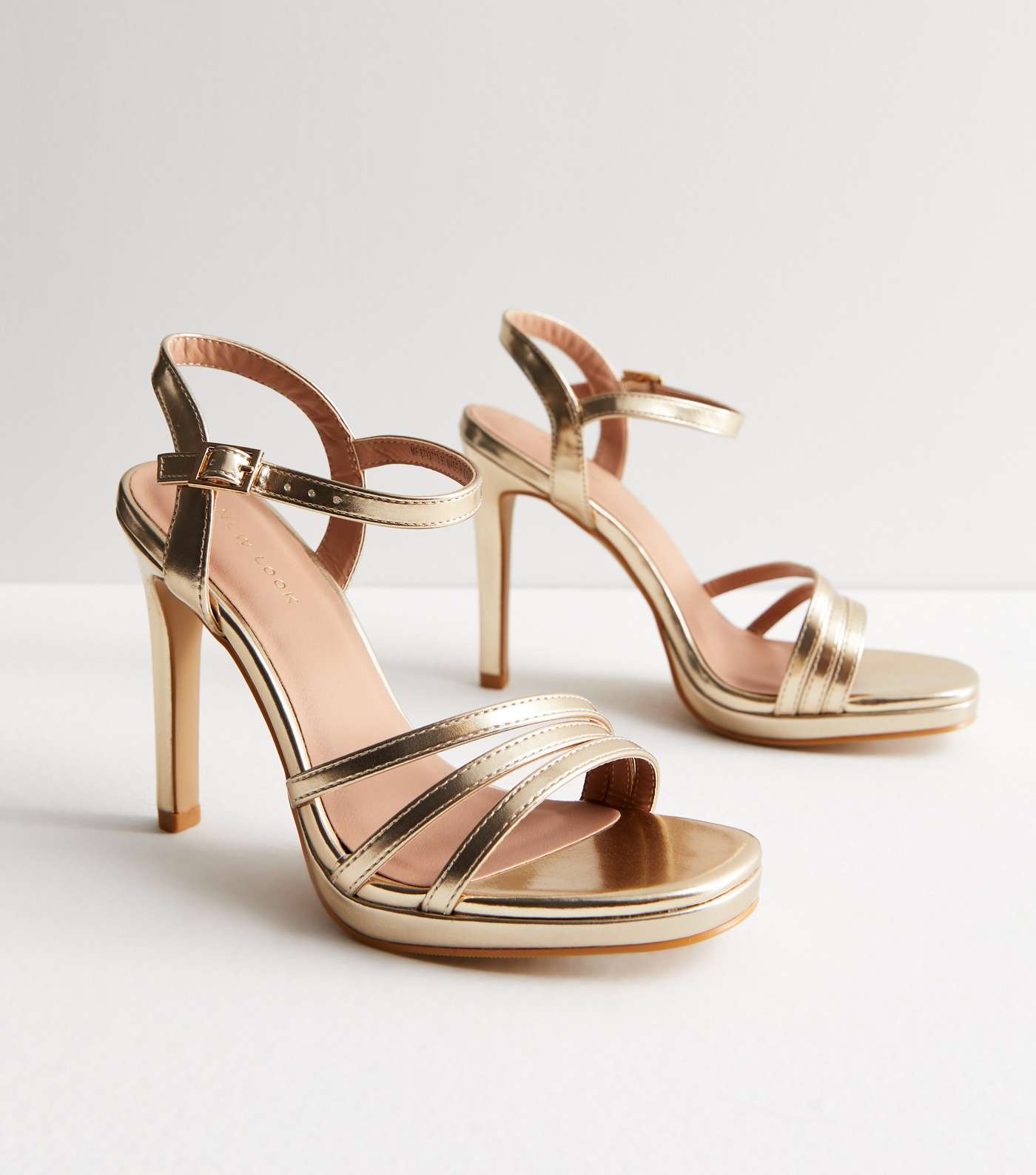 Gold Multi Strap Stiletto Heel Sandals | New Look
