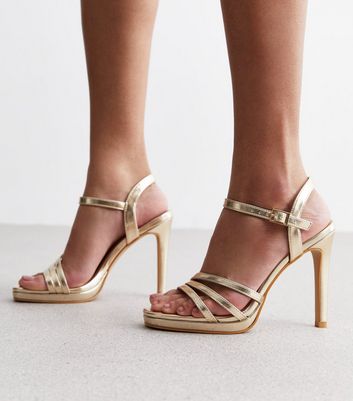 Gold Multi Strap Stiletto Heel Sandals New Look