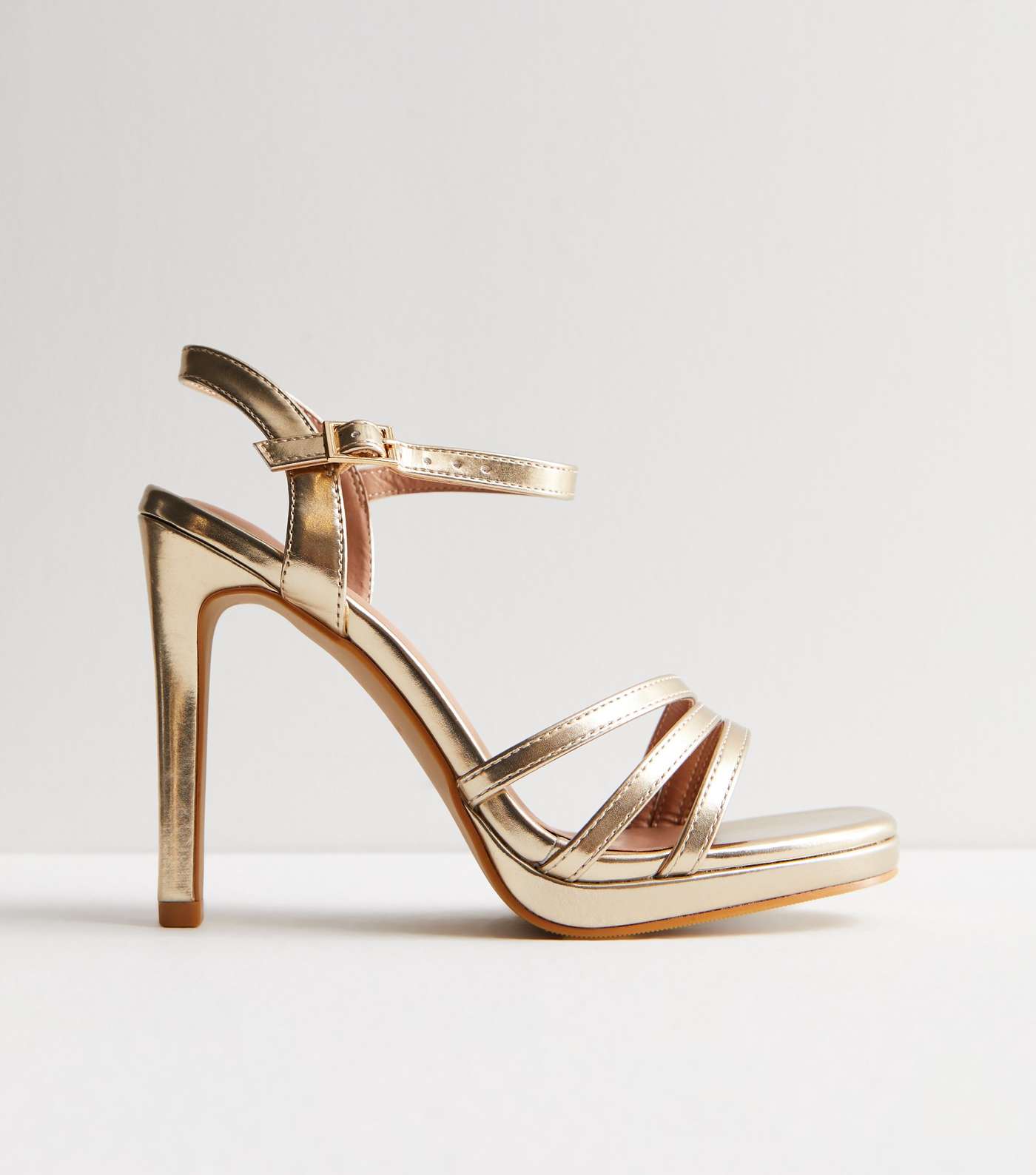 Gold Multi Strap Stiletto Heel Sandals | New Look