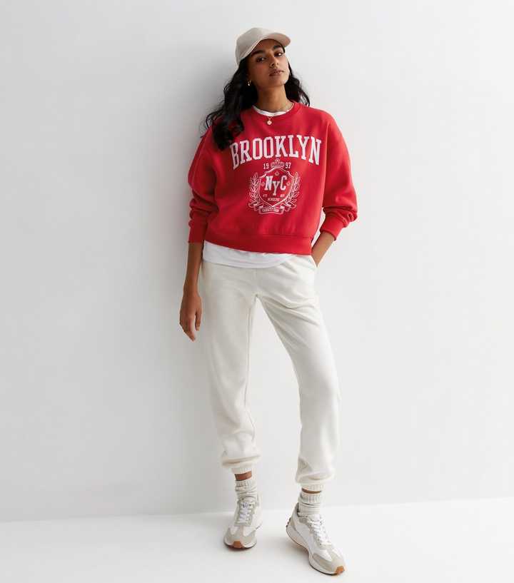 New Look Red Brooklyn Logo Sweatshirt - Red - Size M - Women