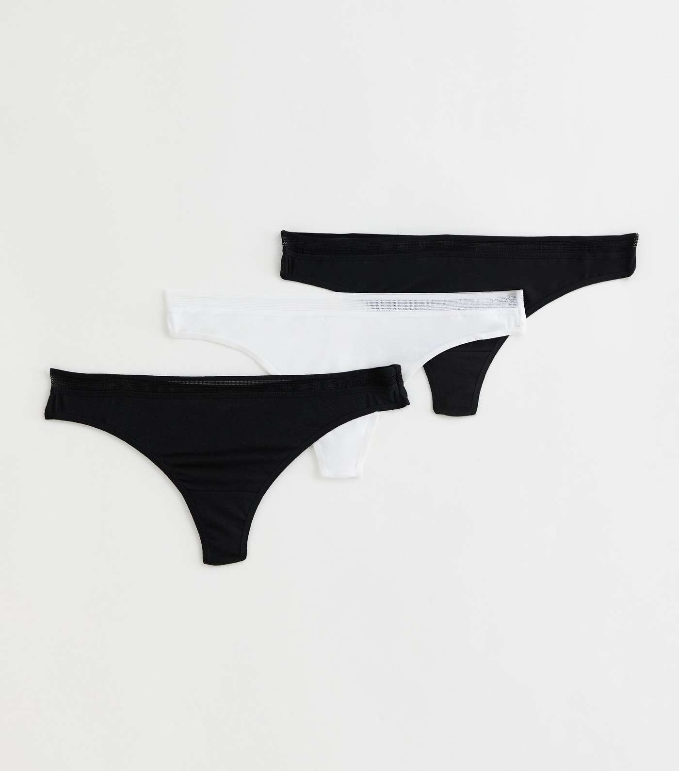 3 Pack Black and White Soft Touch Thongs Image 5