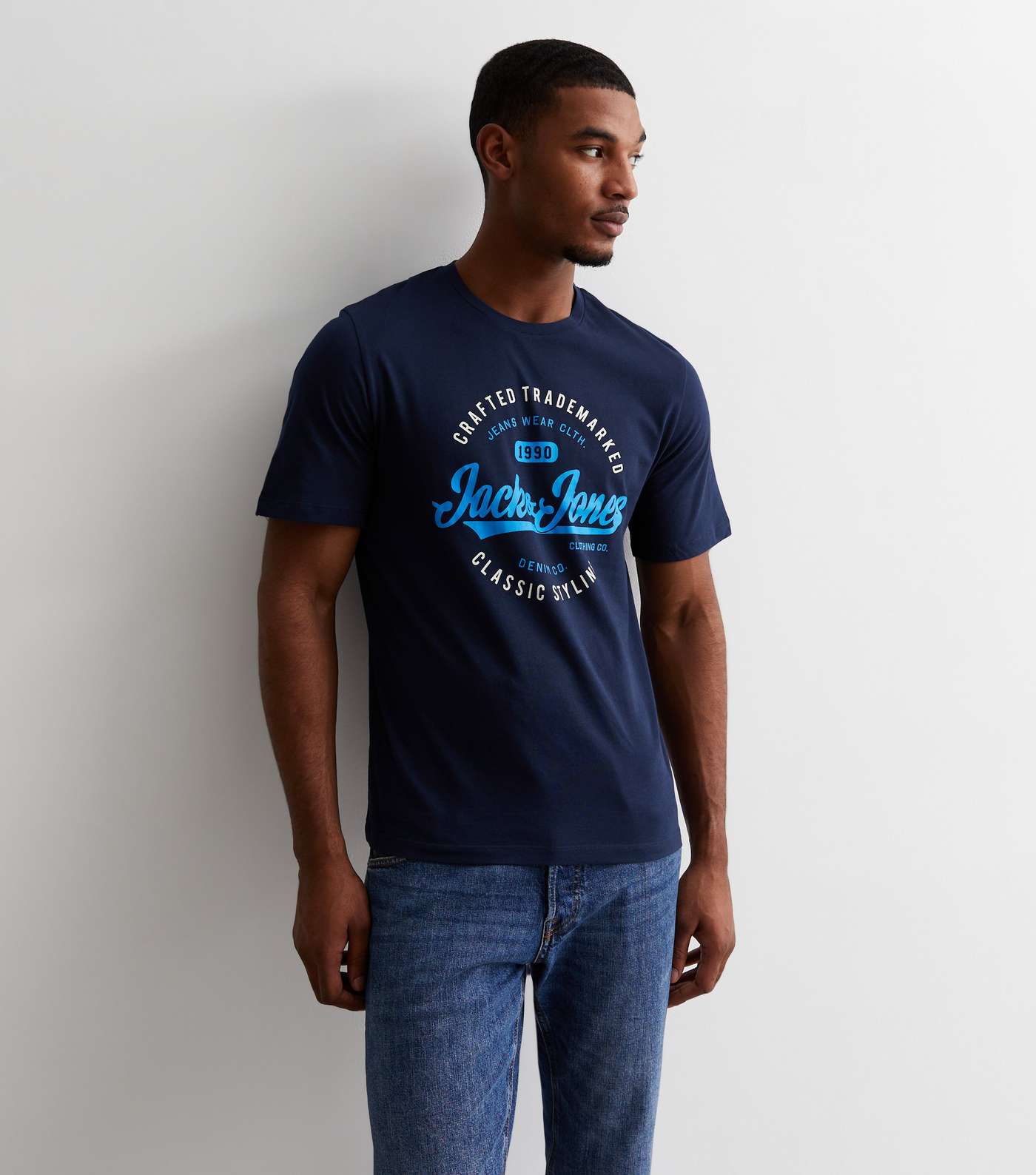 Jack & Jones Navy Cotton Crew Neck T-Shirt Image 2