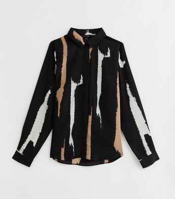 Black Abstract Pattern Shirt New Look