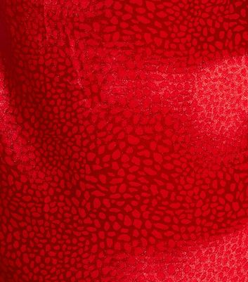 Red Satin Jacquard Split Hem Midaxi Dress New Look