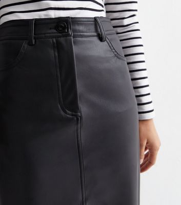 Faux leather midi skirt new outlet look