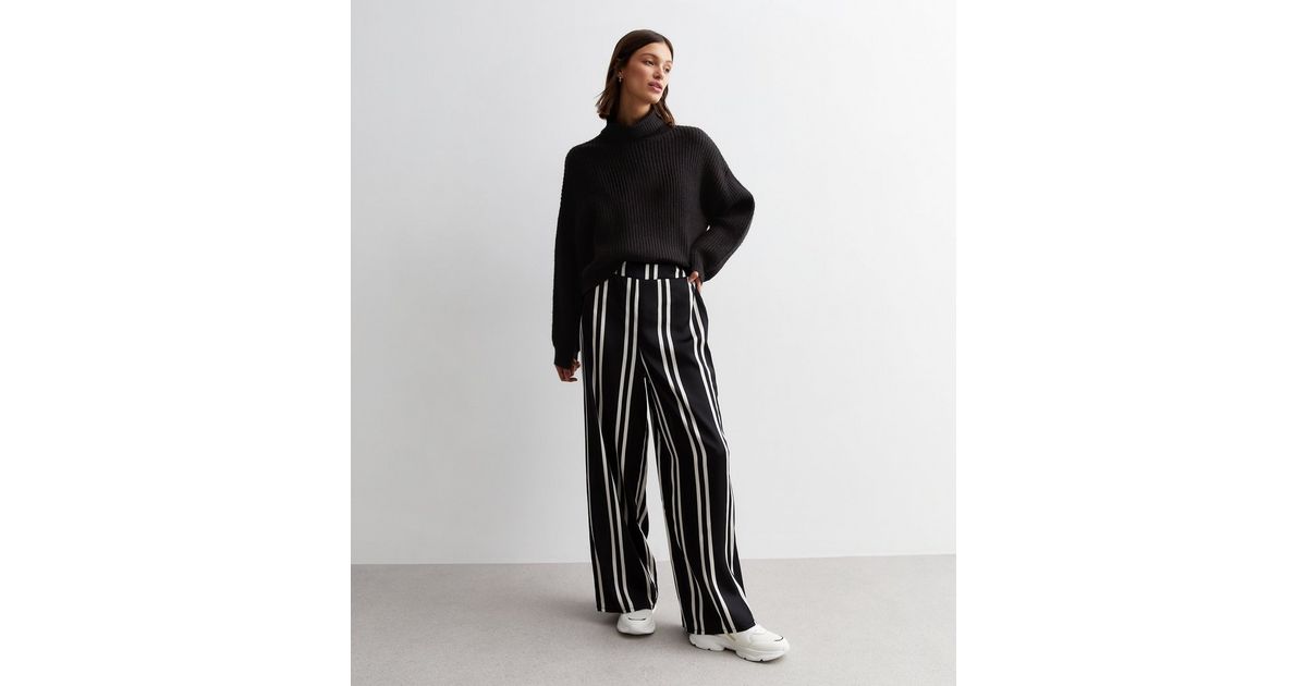 Shape Black Striped Wide Leg Trousers