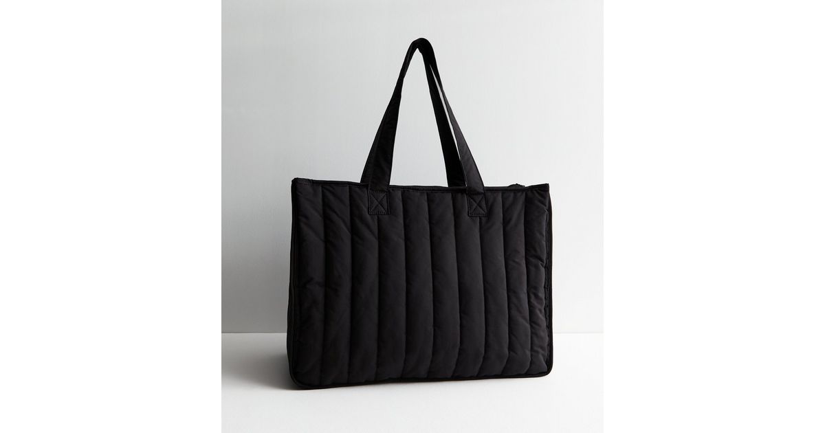 Women Black Frayme Padded Tote Bag