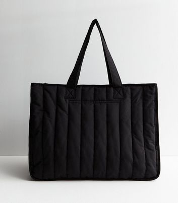 Black Padded Tote Bag New Look