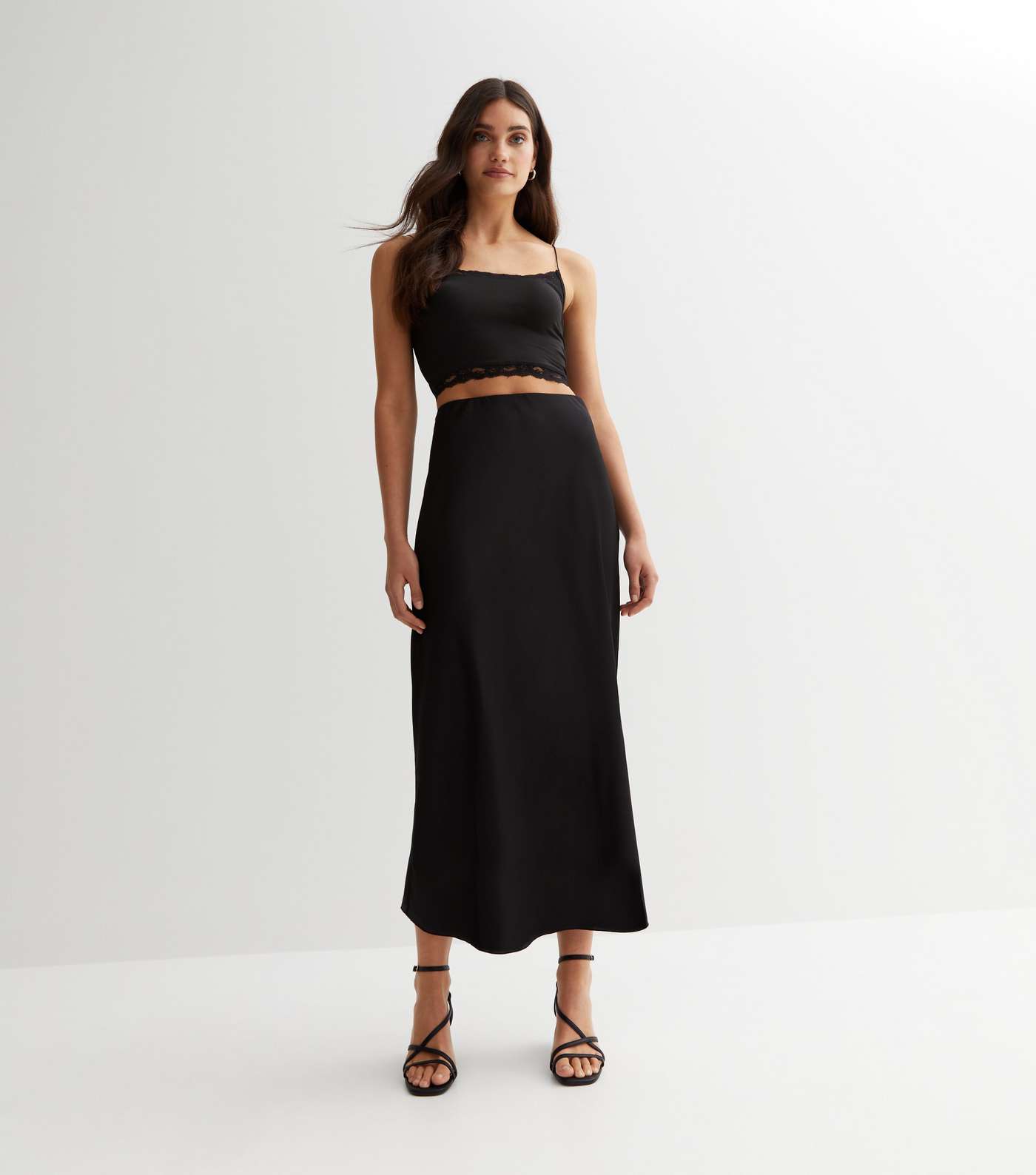 Urban Bliss Black Satin Maxi Skirt | New Look