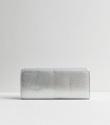 Silver Diamante Clutch Bag New Look