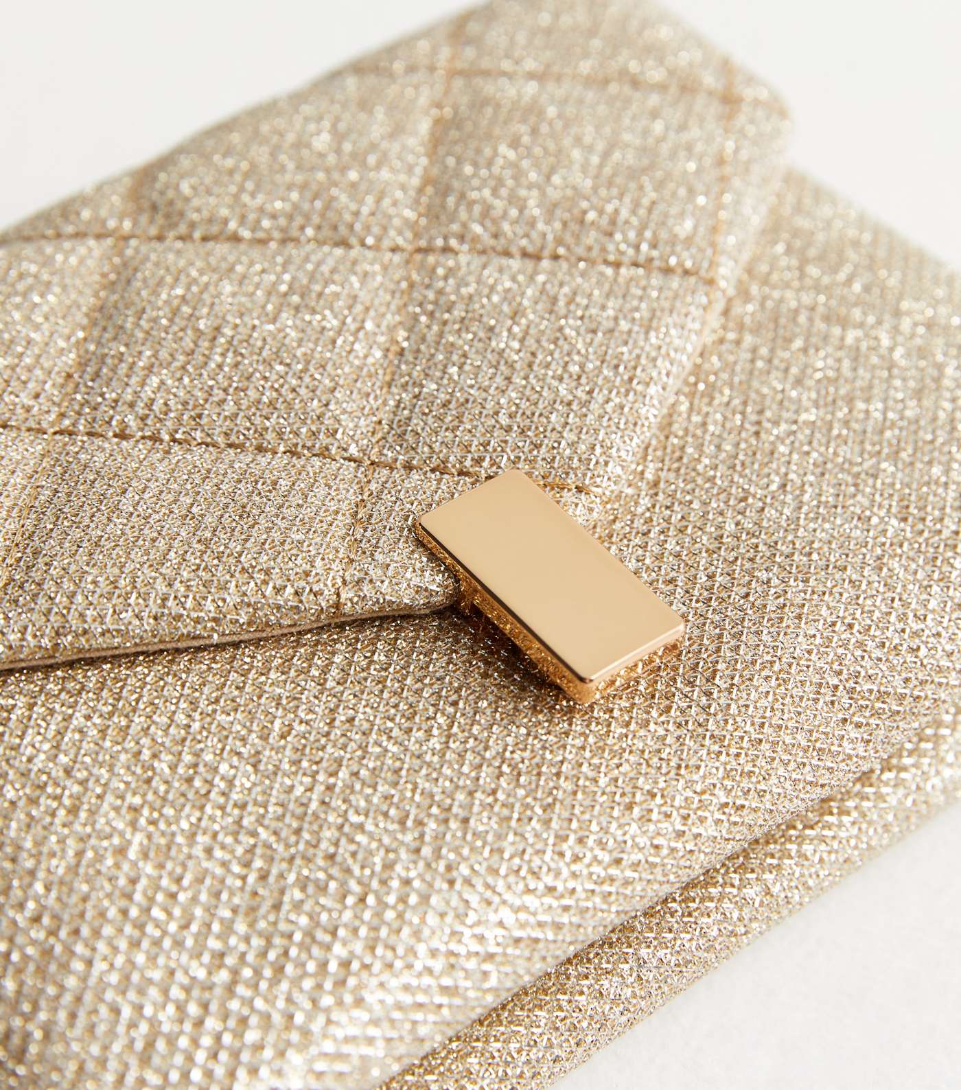 Gold Quilted Glitter Cross Body Bag Image 3