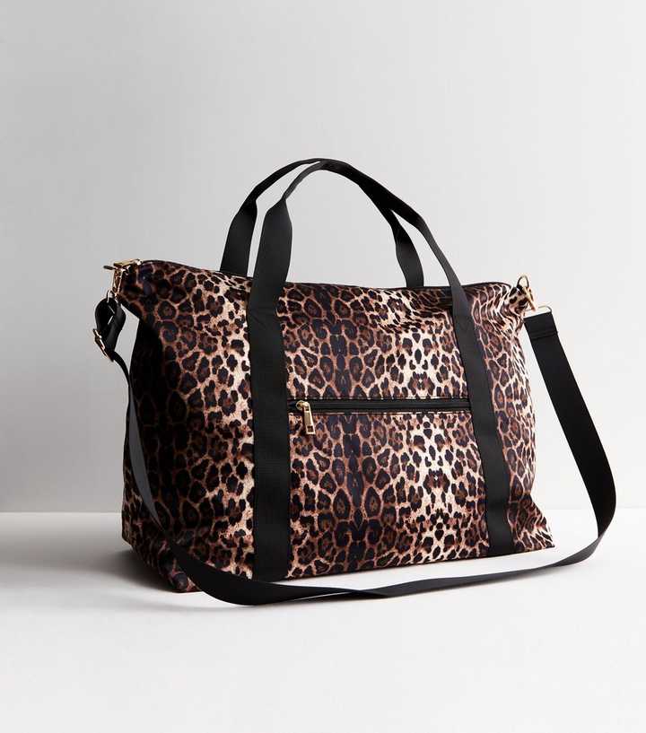 Brown Animal Leopard Print Travel Duffle Bag Sports Gym Bag