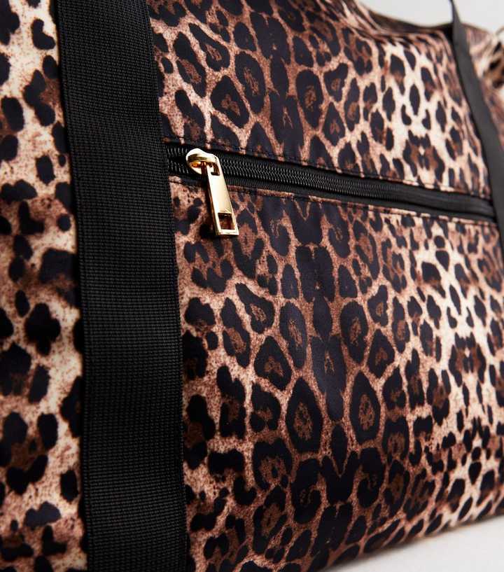 Brown Animal Leopard Print Travel Duffle Bag Sports Gym Bag