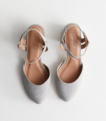 Silver court shoes sales mid heel