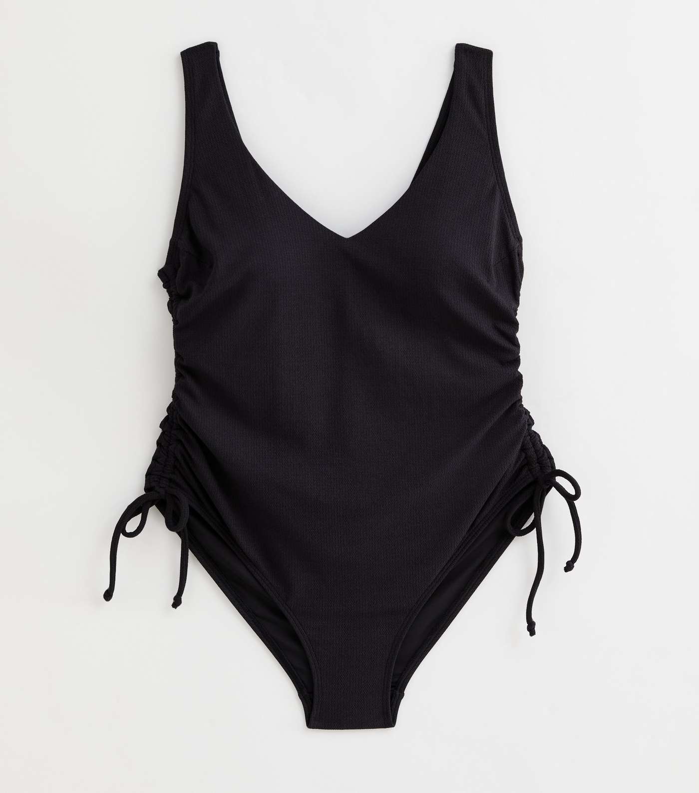 Curves Black Ruched Side Swimsuit Image 5