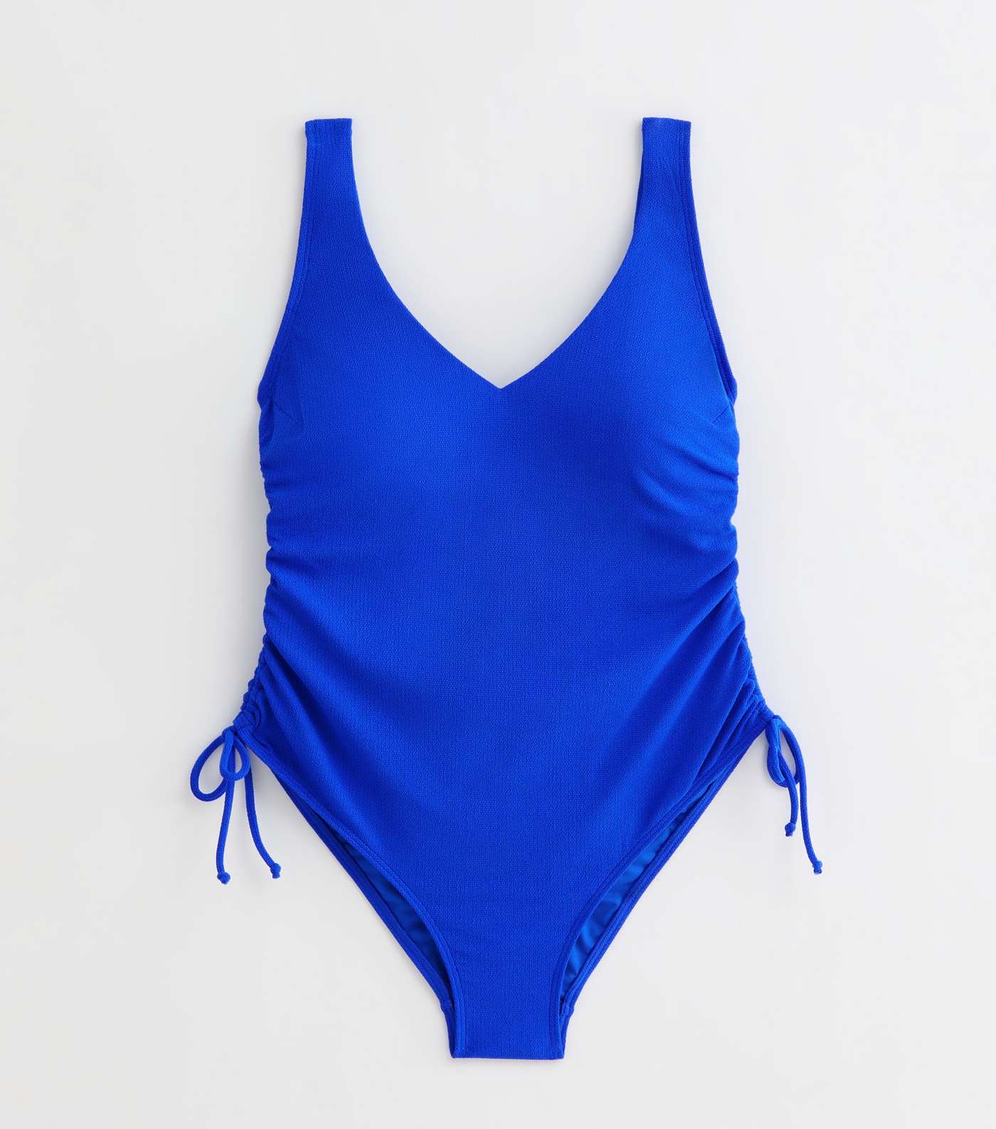 Curves Blue Ruched Side Swimsuit Image 5