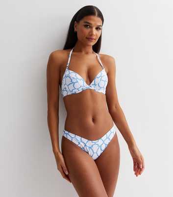 White Geometric Print Underwired Bikini Top
