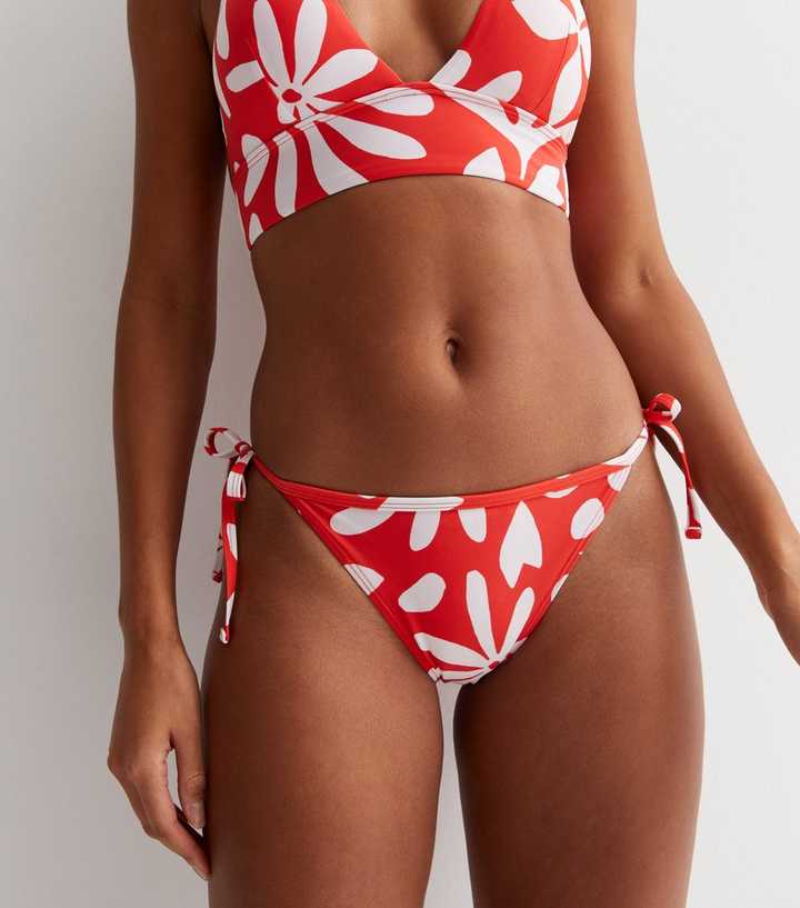 Women's Red Floral Bikini Bottoms - Women's Swim Wear