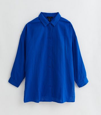 Bright Blue Long Lightweight Cotton Shirt New Look