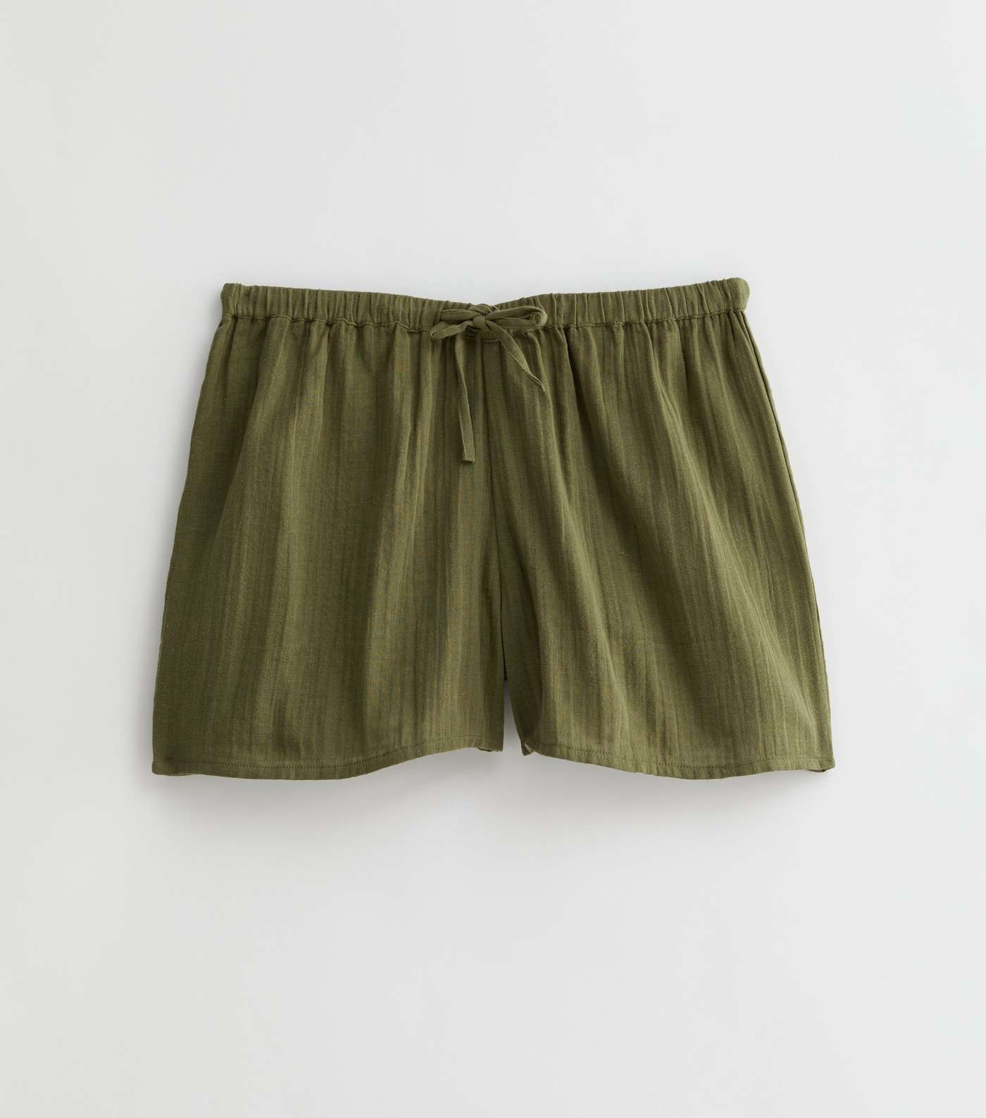 Khaki Drawstring Lightweight Cotton Shorts Image 6
