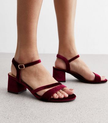 Burgundy low sale block heels