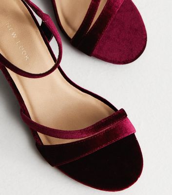 Burgundy strap heels sale