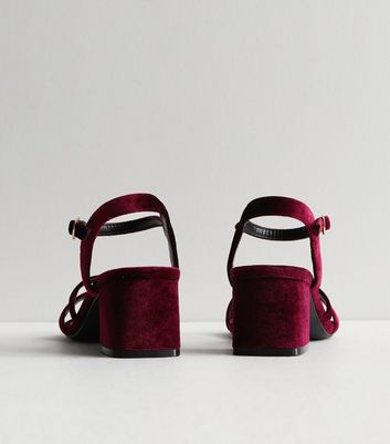 Burgundy low block heels best sale