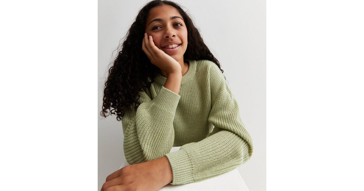 BASIC KNIT WIDE RIB SWEATER - Green