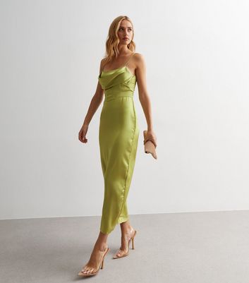 New look best sale green satin dress