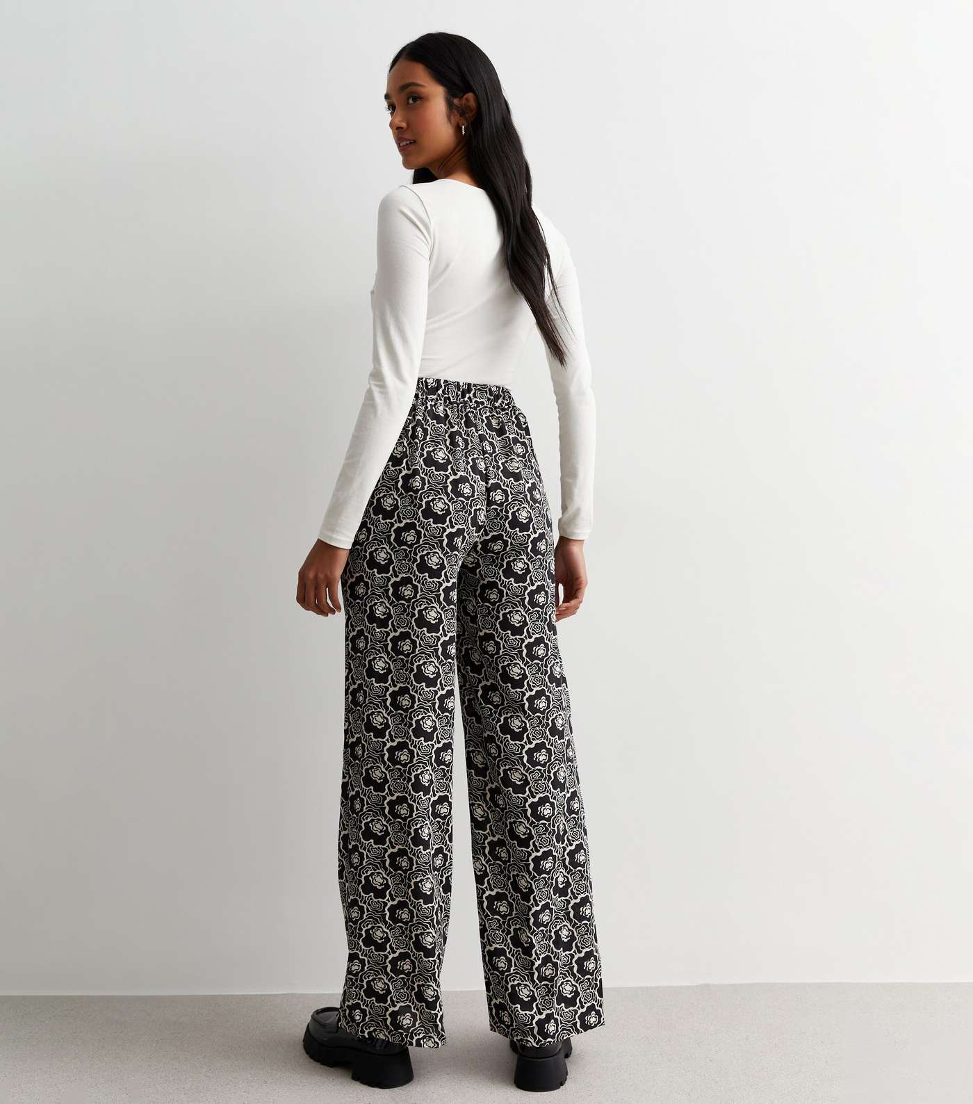 Urban Bliss Black Floral Wide Leg Trousers Image 5