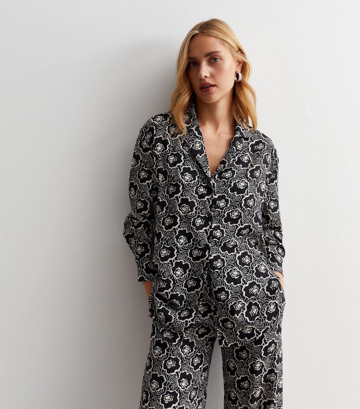 Women's Black Floral Oversized Shirt Urban Bliss New Look
