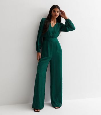 Emerald green store wide leg jumpsuit