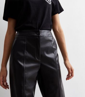 High waisted leather trousers new clearance look