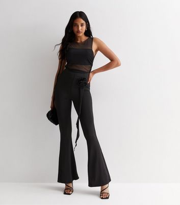 New look black flared hot sale trousers