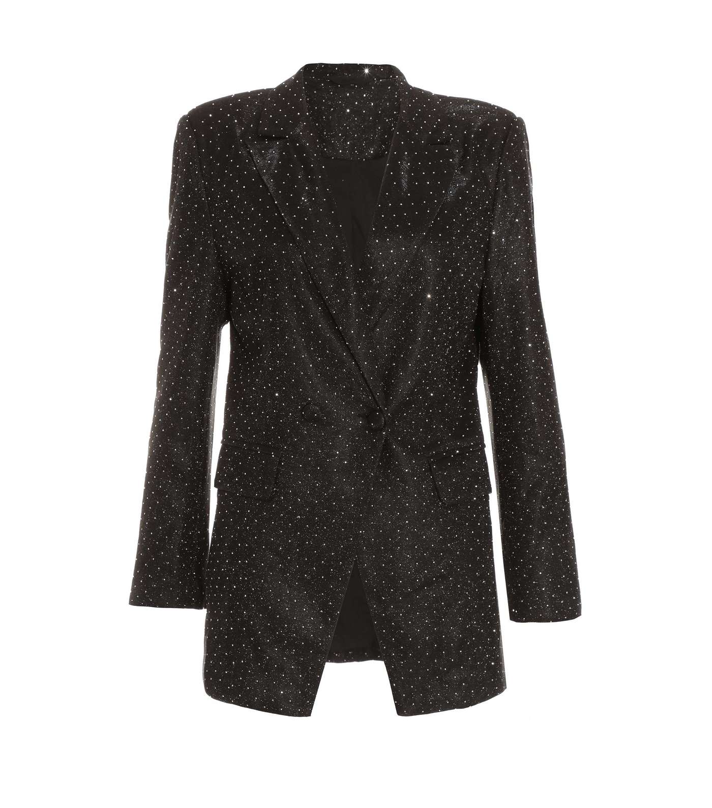 QUIZ Black Glitter Spot Tailored Blazer Image 4