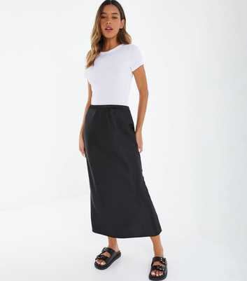 QUIZ Black Satin Maxi Skirt