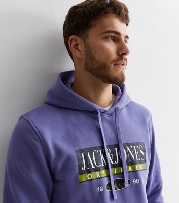 Men's Jack & Jones Purple Logo Hoodie New Look